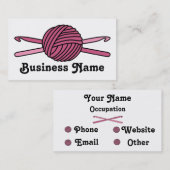 Rosa Ball der Garn-u. Häkelarbeit-Haken Visitenkarte (Vorne/Hinten)