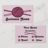 Rosa Ball des Garns (Strick u. Häkelarbeit) Visitenkarte (Vorne/Hinten)