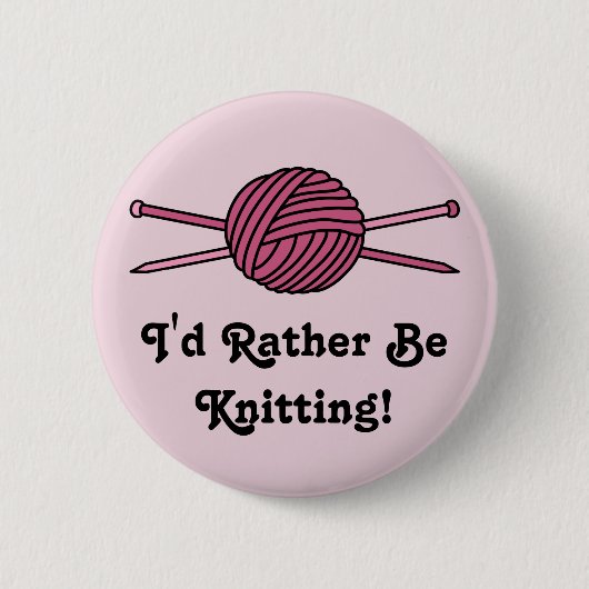 Rosa Ball des Garns u. der Stricknadeln Button (Vorderseite)