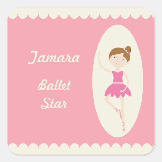 Rosa Ballerina 1 Square Sticker (Vorderseite)