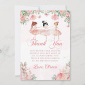 Rosa Ballerina Ballett Geburtstag Danke Karte (Vorderseite)