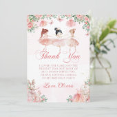 Rosa Ballerina Ballett Geburtstag Danke Karte (Stehend Vorderseite)