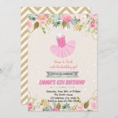 Rosa Ballerina BIRTHDAY Einladung (Vorne/Hinten)