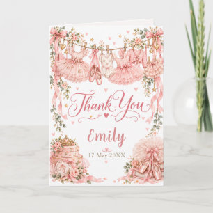 Rosa Ballerina Blumen Baby Shower Dankeskarte