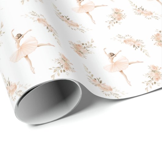 Rosa Ballerina Blumenmuster Geburtstagsgeschenk Geschenkpapier (Rolleneckpunkt)