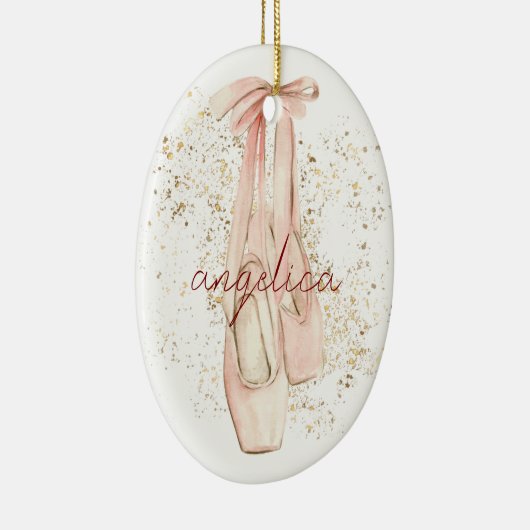 Rosa Ballerina Dancer Schuhe Gold Glitzer Keramik Ornament (Rechts)