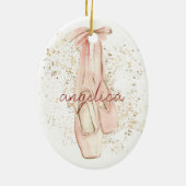 Rosa Ballerina Dancer Schuhe Gold Glitzer Keramik Ornament (Hinten)