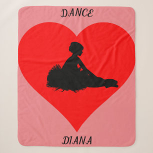 Rosa Ballerina Decke mit rotem Herz. Sherpadecke