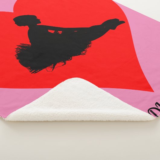 Rosa Ballerina Decke mit rotem Herz. Sherpadecke (3/4)