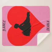 Rosa Ballerina Decke mit rotem Herz. Sherpadecke (Vorderseite (Horizontal))