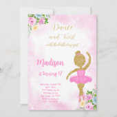Rosa Ballerina Einladung (Vorderseite)