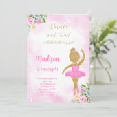 Rosa Ballerina Einladung (Stehend Vorderseite)