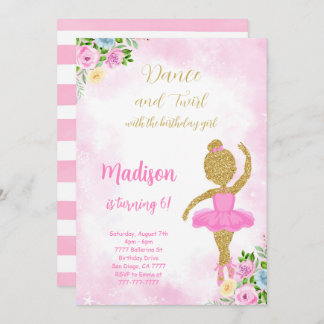 Rosa Ballerina Einladung