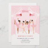 Rosa Ballerina Geburtstag Einladung (Vorne/Hinten)