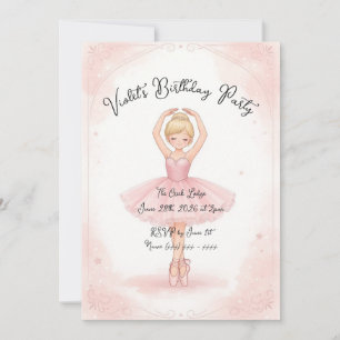 Rosa Ballerina Geburtstagseinladung Einladung