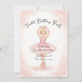 Rosa Ballerina Geburtstagseinladung Einladung