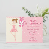 Rosa Ballerina Geburtstagsparty Einladung (Stehend Vorderseite)