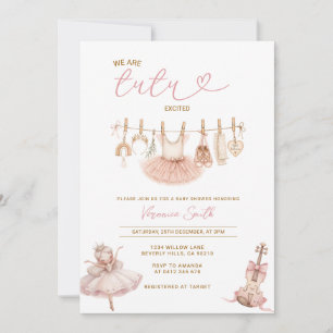 Rosa Ballerina Hängende Kleider Baby Shower Einladung