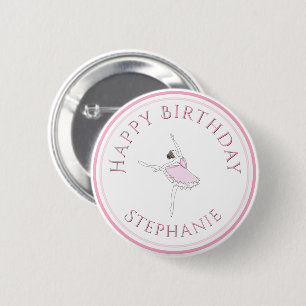 Rosa Ballerina Happy Birthday Girl Button