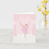 Rosa Ballerina Karte (Gelbe Blume)