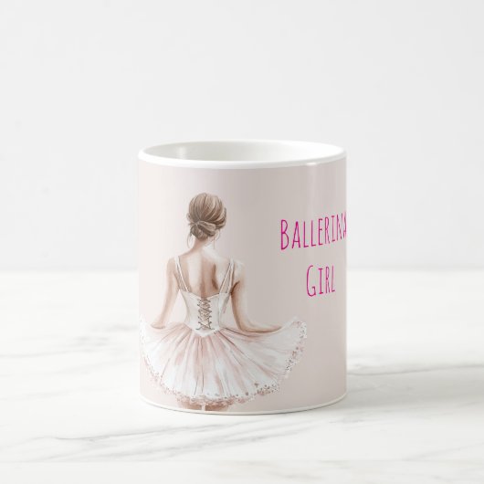 Rosa Ballerina Mädchen Kaffeetasse (Mittel)