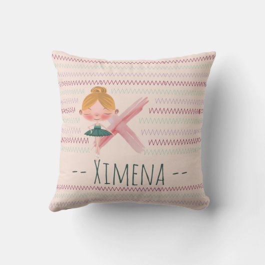 Rosa Ballerina Monogram X - Personalisierte Kunst Kissen (Rückseite)