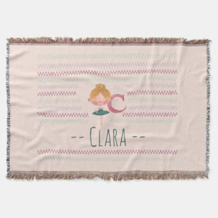 Rosa Ballerina Monogramm C Name Decke