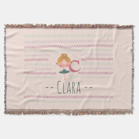 Rosa Ballerina Monogramm C Name Decke (Vorderseite)