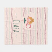 Rosa Ballerina-Monogramm C Name Fleecedecke (Vorderseite (Horizontal))