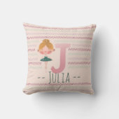 Rosa Ballerina-Monogramm J – Personalisierte Kunst Kissen (Vorderseite)