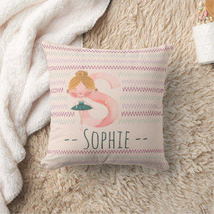 Rosa Ballerina-Monogramm S – Personalisierte Kunst Kissen