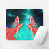 Rosa Ballerina Nachthimmel Smaragdgrün Mousepad (Mit Mouse)
