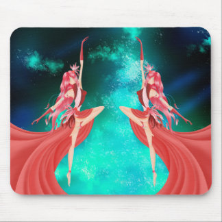 Rosa Ballerina Nachthimmel Smaragdgrün Mousepad