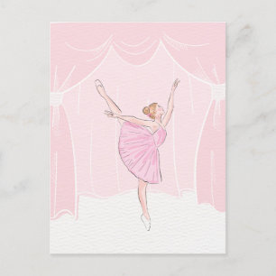 Rosa Ballerina Postkarte