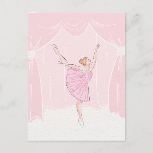 Rosa Ballerina Postkarte (Vorderseite)