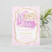 Rosa Ballerina Princess Kinderdusche Einladung (Stehend Vorderseite)