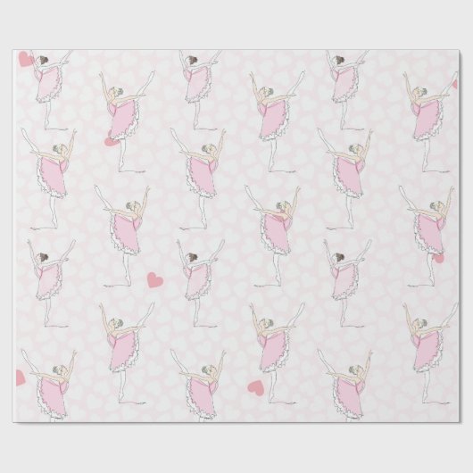 Rosa Ballerina Rosa Herz Girl Tänzerin Geschenkpapier (Flach)