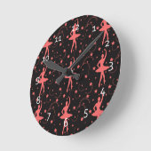 Rosa Ballerina Runde Wanduhr (Winkel)