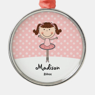 Rosa Ballerina-Schneeflocke-personalisiertes Ornament Aus Metall
