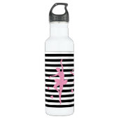 Rosa Ballerina Schwarz & Weiß Streifen Wasser Flas Edelstahlflasche (Vorderseite)