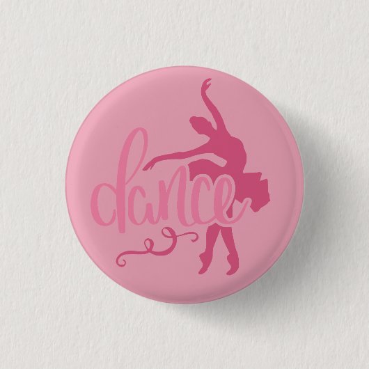 Rosa Ballerina Silhouette Ballett Tanz Button (Vorderseite)