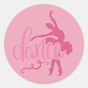 Rosa Ballerina Silhouette Ballett Tanz Runder Aufkleber