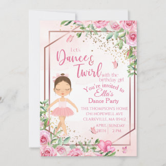 Rosa Ballerina, Tanz, Ballett Einladung zum Geburt