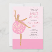 Rosa Ballerina Tanzballet Erwägung Einladung (Vorderseite)