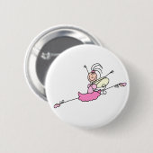 Rosa Ballerina-Tanzen-Knopf Button (Vorne & Hinten)