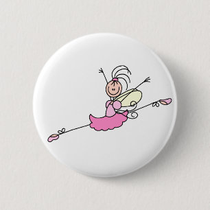 Rosa Ballerina-Tanzen-Knopf Button