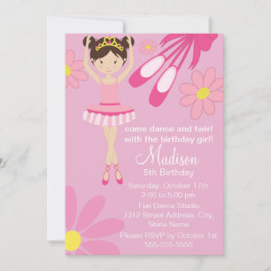 Rosa Ballerina Tanzparty Geburtstagseinladung 1 Einladung