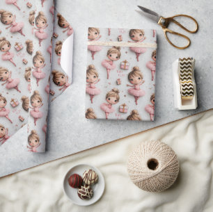 Rosa Ballerina Traum mit Tutus Geschenkpapier