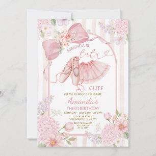 Rosa Ballerina-Tutu Coquette Floral Geburtstag Einladung