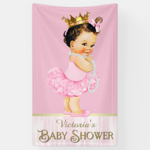 Rosa Ballerina Tutu Perlen Mädchen Baby Shower Banner